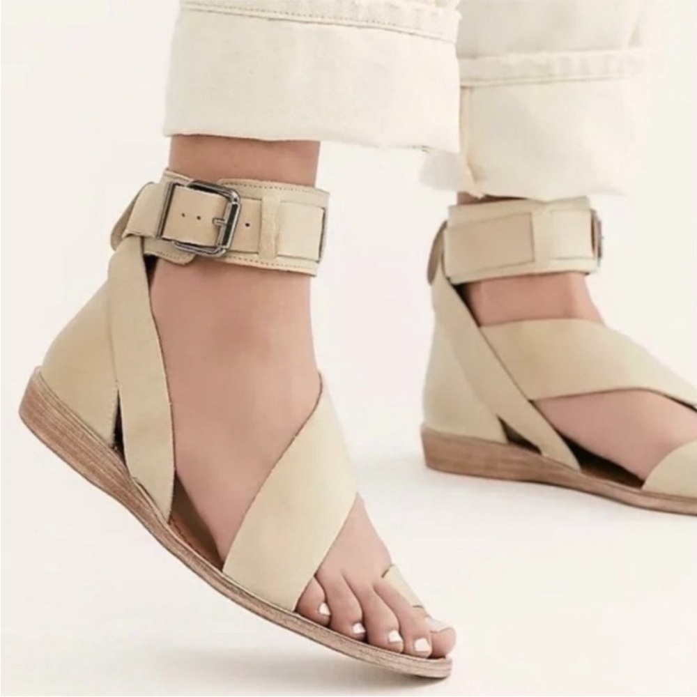 New Free People Vale Boot Sandals Cream EU 39 Sz 9
